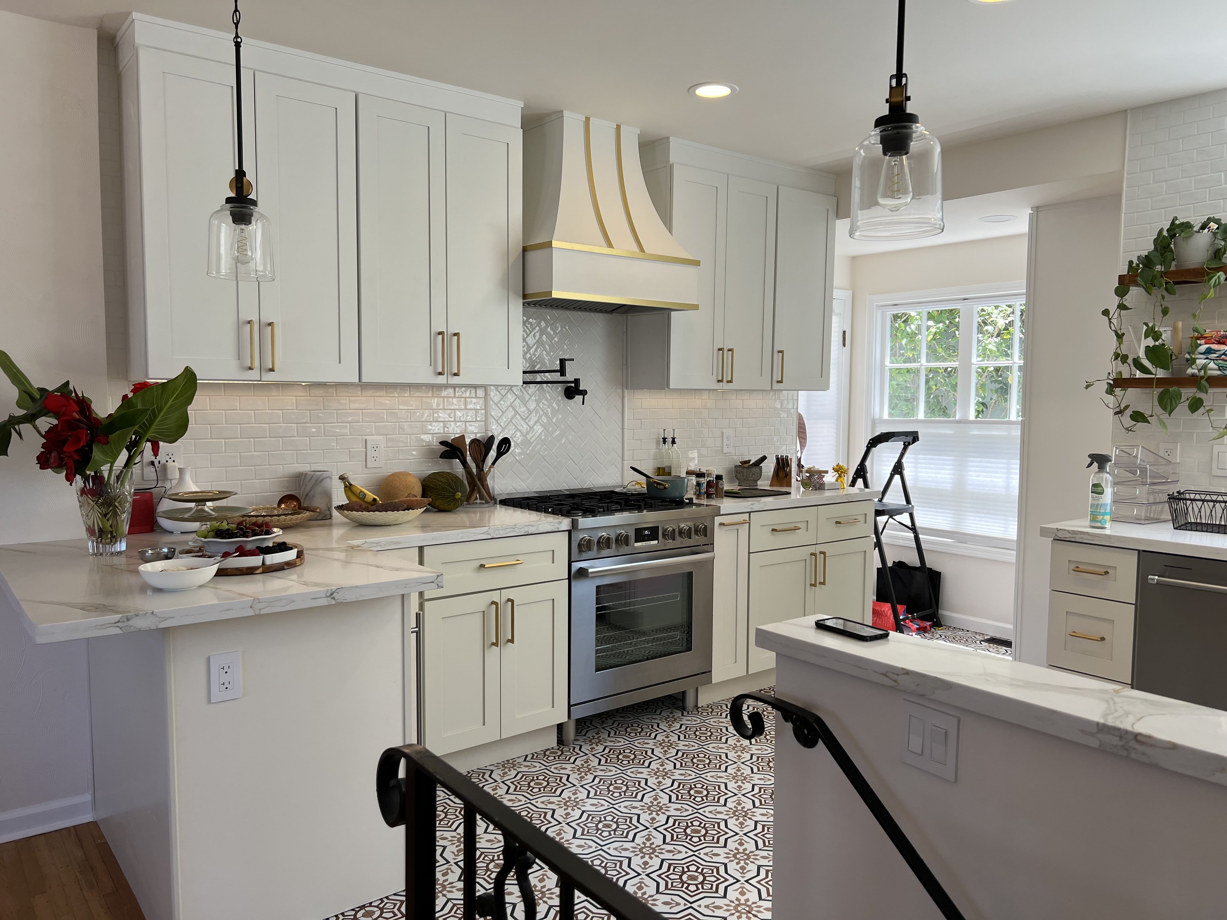 Bright Transitional Kitchen with Patterned Tile